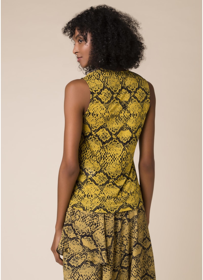 Regata Faixa Snake Estampado Fundo Amarelo
