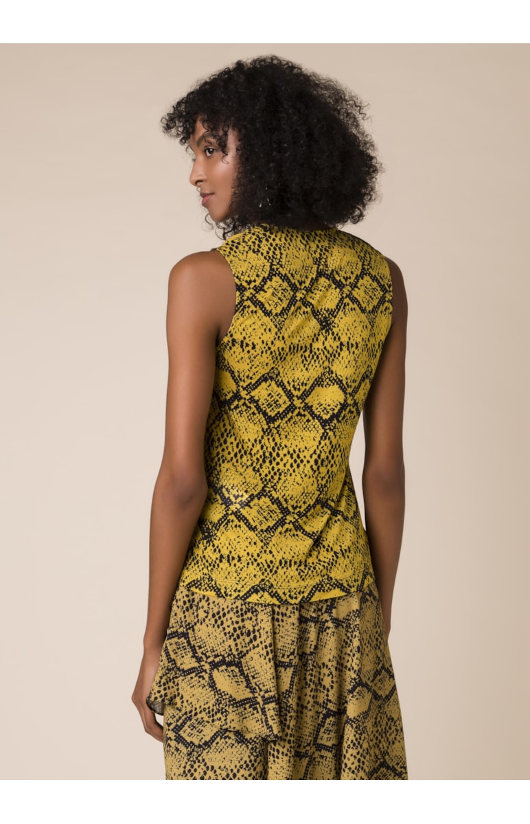 Regata Faixa Snake Estampado Fundo Amarelo