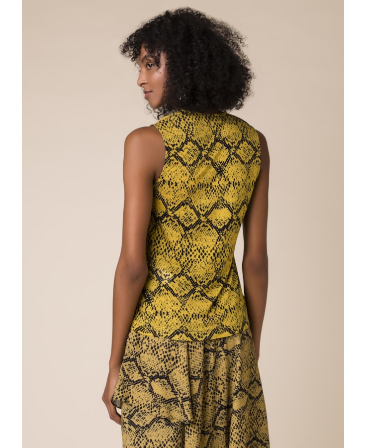 Regata Faixa Snake Estampado Fundo Amarelo