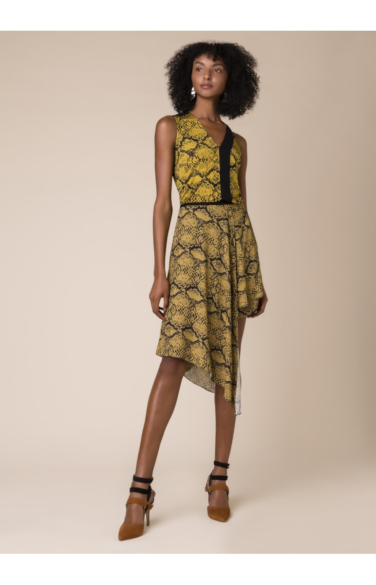 Regata Faixa Snake Estampado Fundo Amarelo
