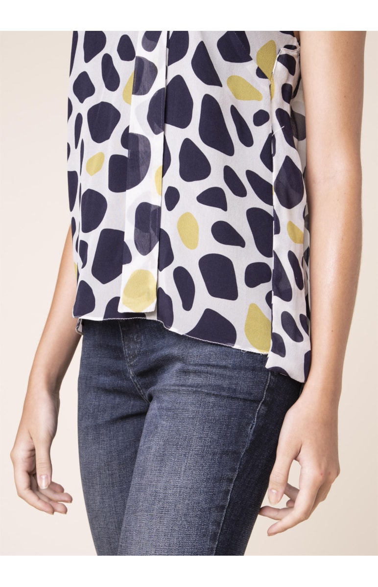 Regata Gola Alta Dots Estampado Fundo Marinho
