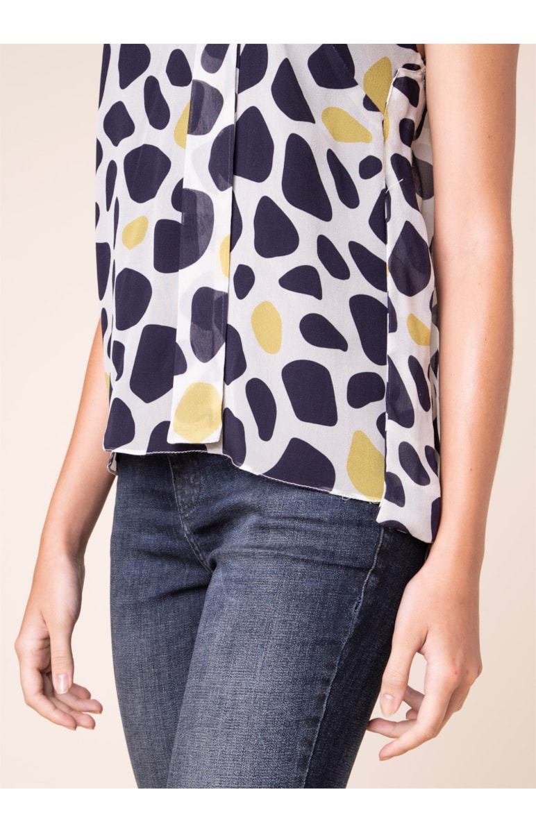 Regata Gola Alta Dots Estampado Fundo Marinho