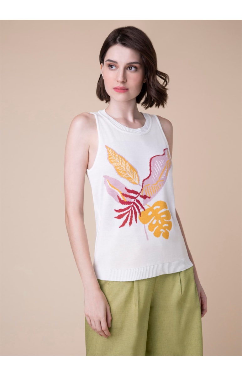 Regata Jacquard Folhagem Off White