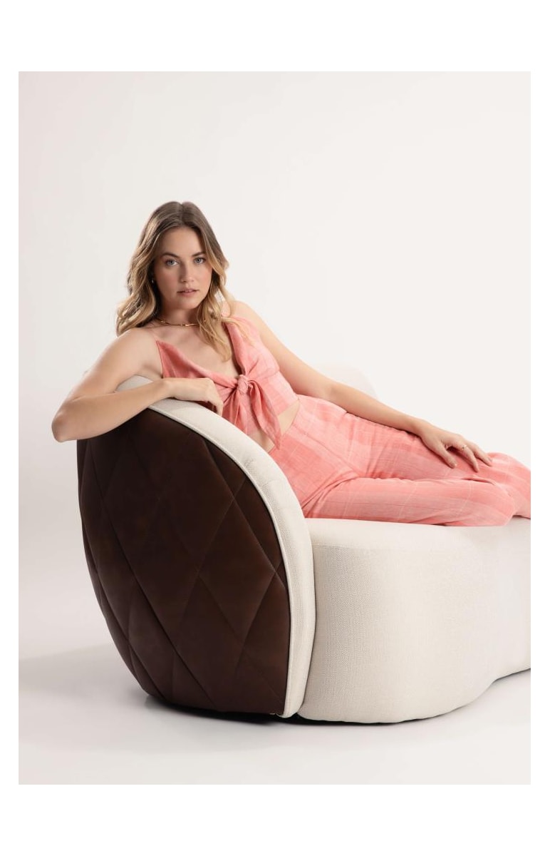 Regata Puro Linho Checks Melancia