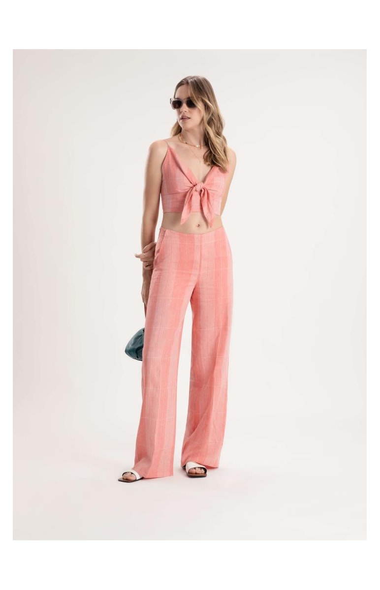 Regata Puro Linho Checks Melancia