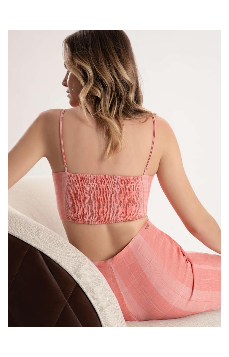 Regata Puro Linho Checks Melancia