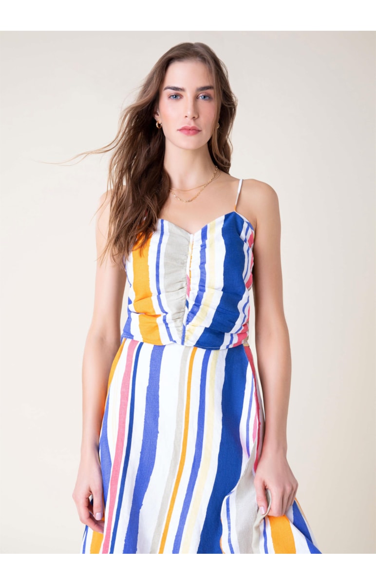 Regata Puro Linho Colors Stripe Branco