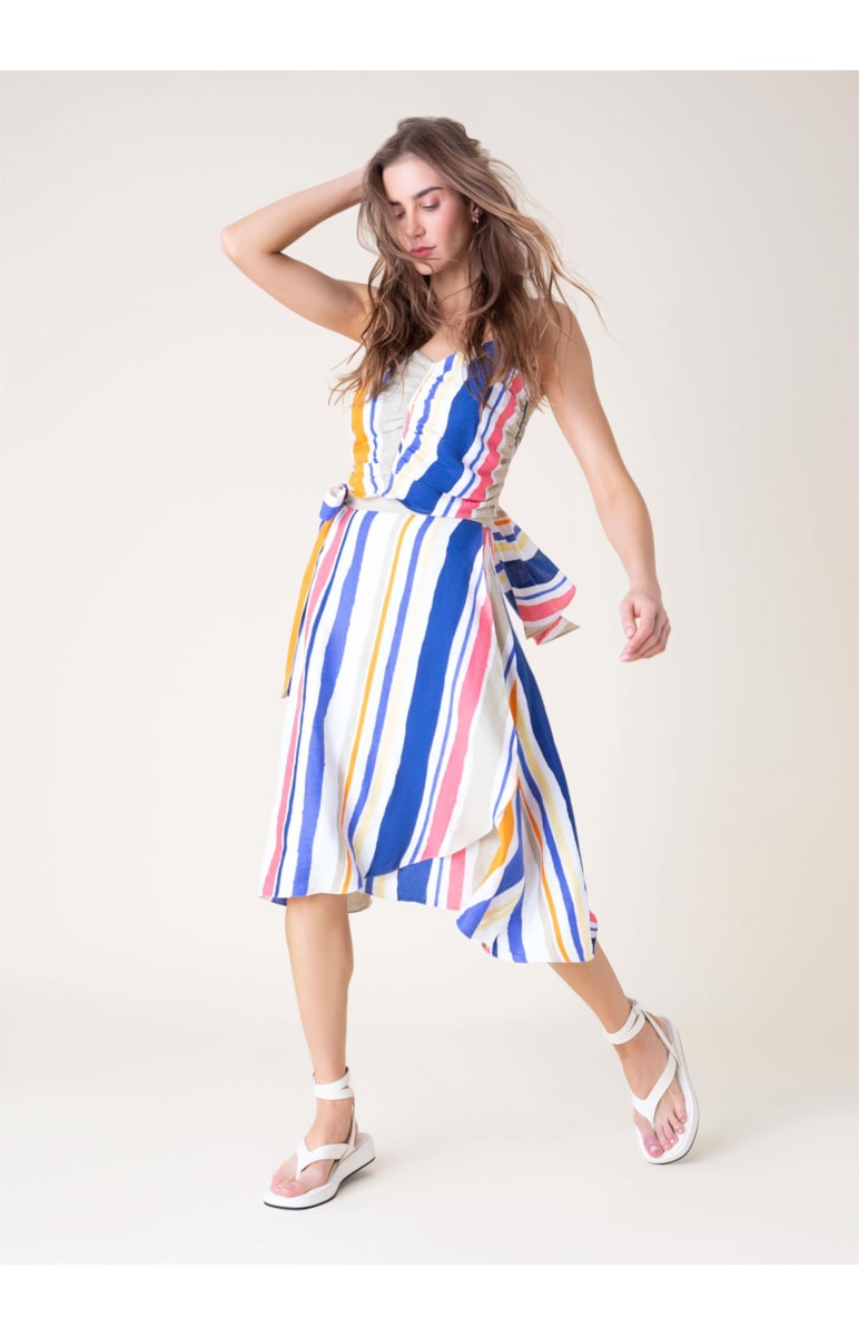 Regata Puro Linho Colors Stripe Branco