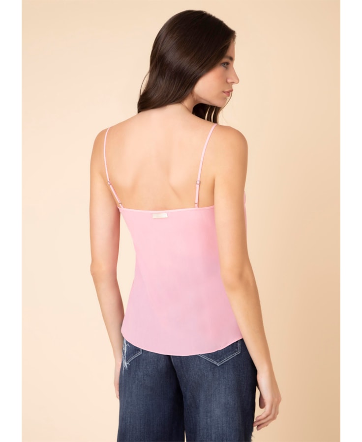 Regata Seda Básica Alça Fina Rosa