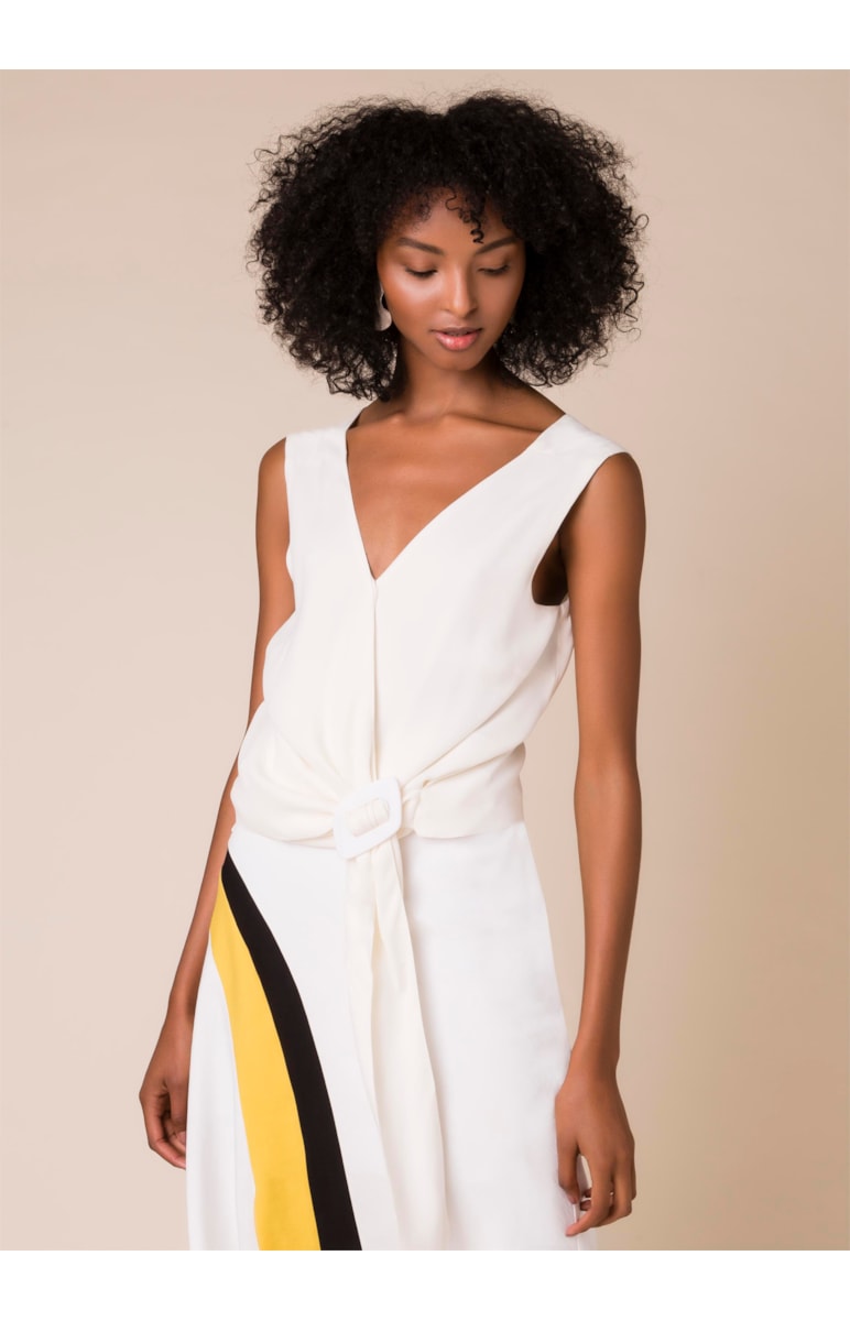 Regata Transpassada Fivela Resina Off White
