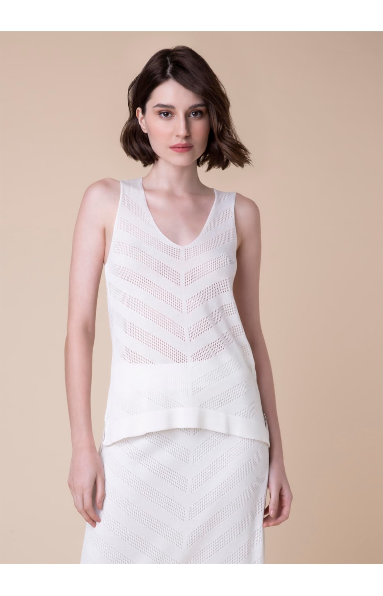 Regata Tricot Ponto Listra Off White