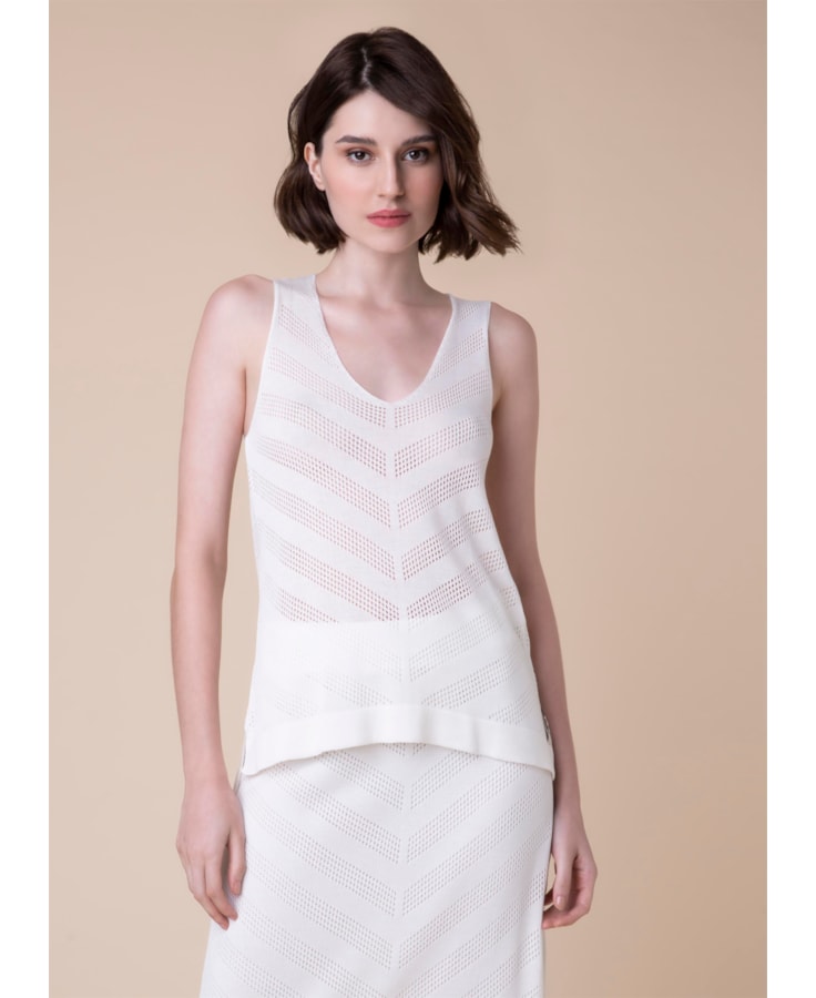 Regata Tricot Ponto Listra Off White