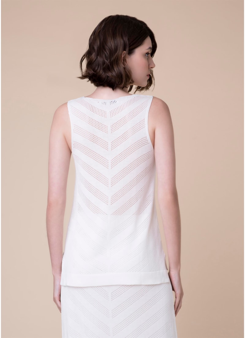 Regata Tricot Ponto Listra Off White