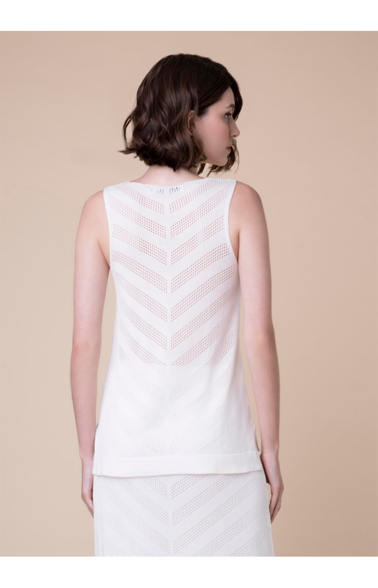 Regata Tricot Ponto Listra Off White