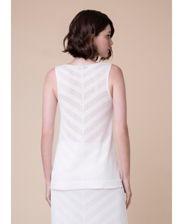 Regata Tricot Ponto Listra Off White