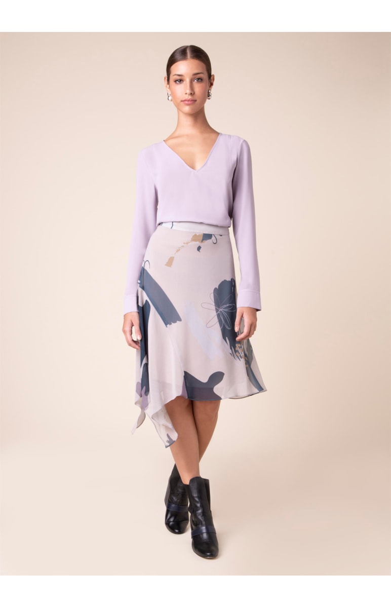 Saia Art Splash Estampado Bege
