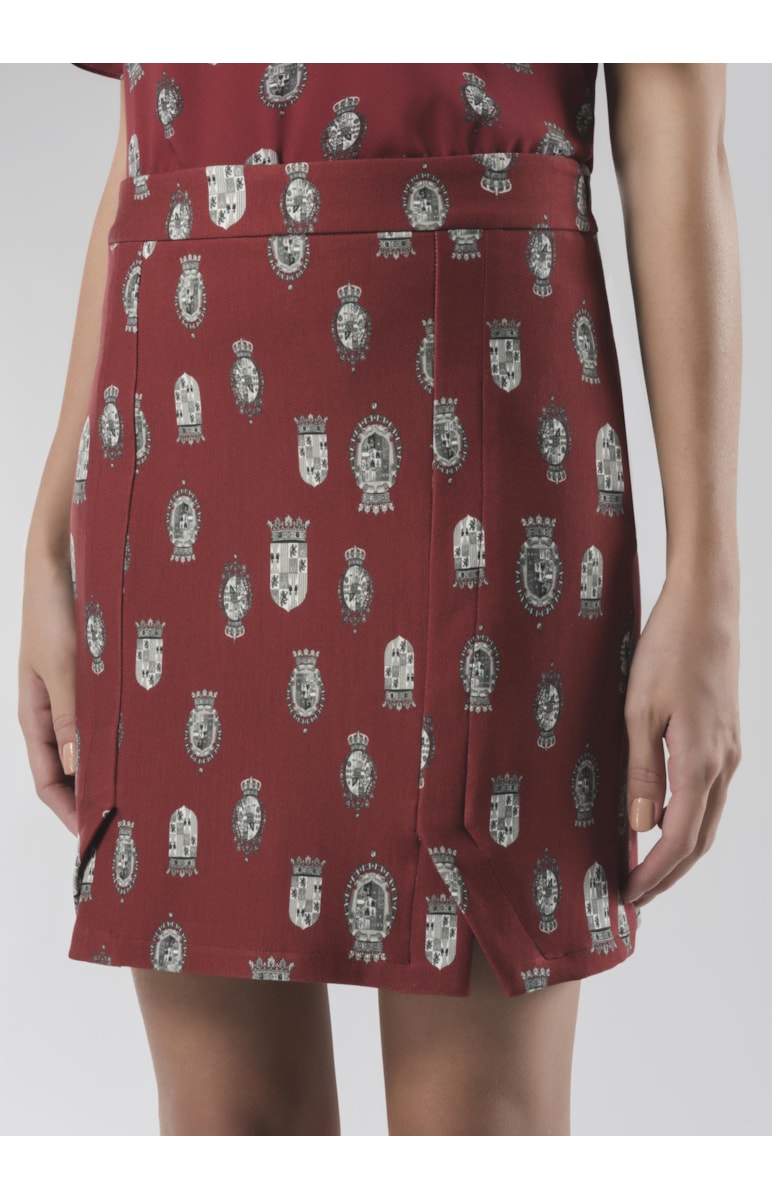 Saia Brasões Framboesa Estampado
