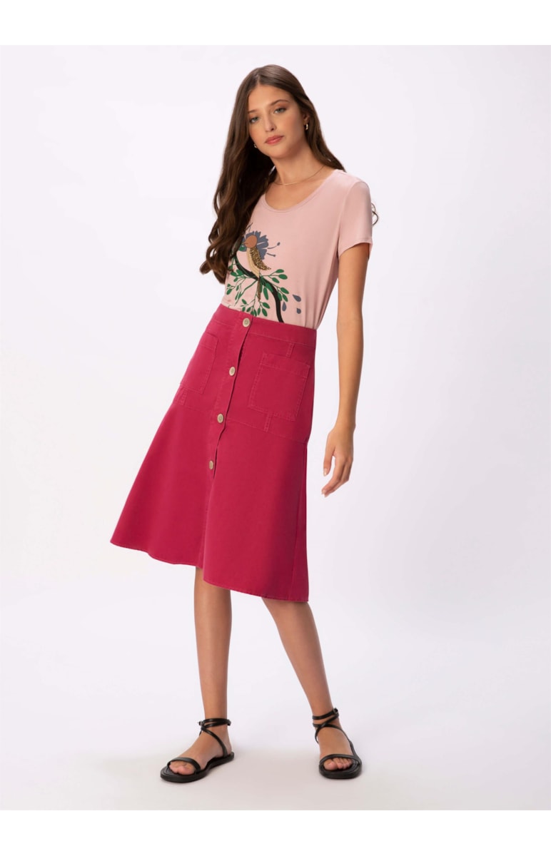 Saia Color Twill Rosa Dirty