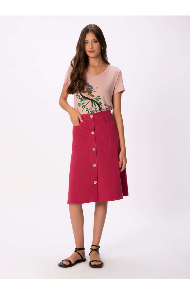 Saia Color Twill Rosa Dirty
