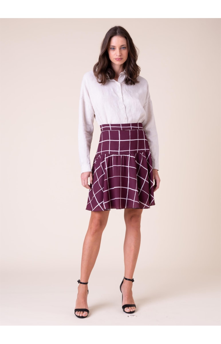 Saia Crepe Estampado Bordeaux