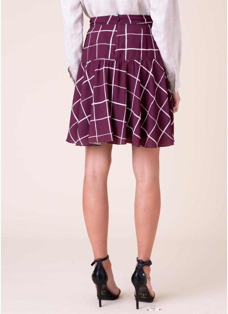 Saia Crepe Estampado Bordeaux