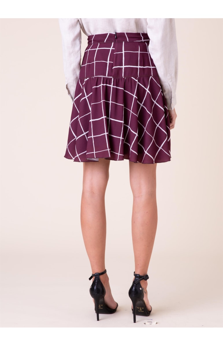 Saia Crepe Estampado Bordeaux