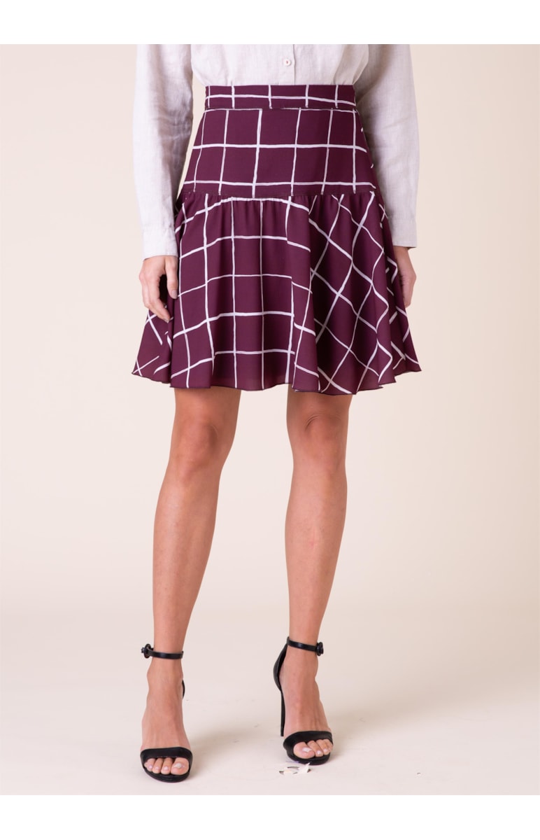 Saia Crepe Estampado Bordeaux