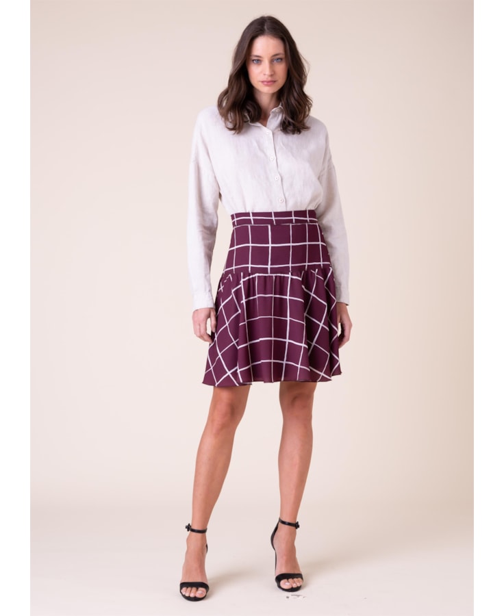 Saia Crepe Estampado Bordeaux