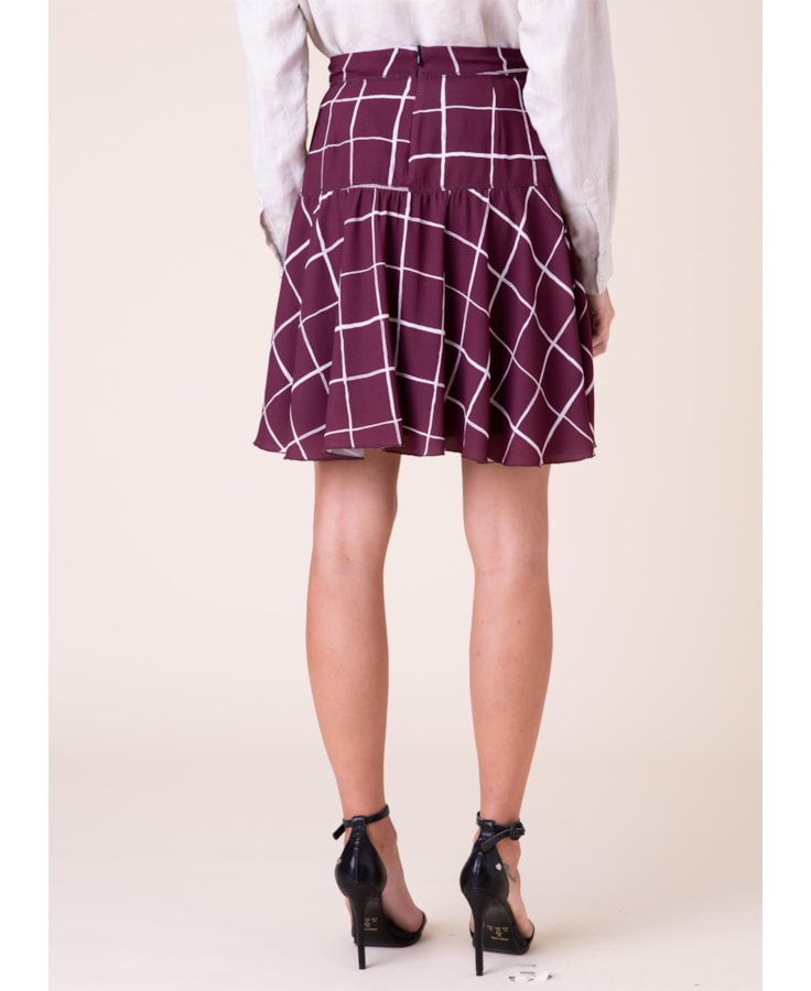 Saia Crepe Estampado Bordeaux