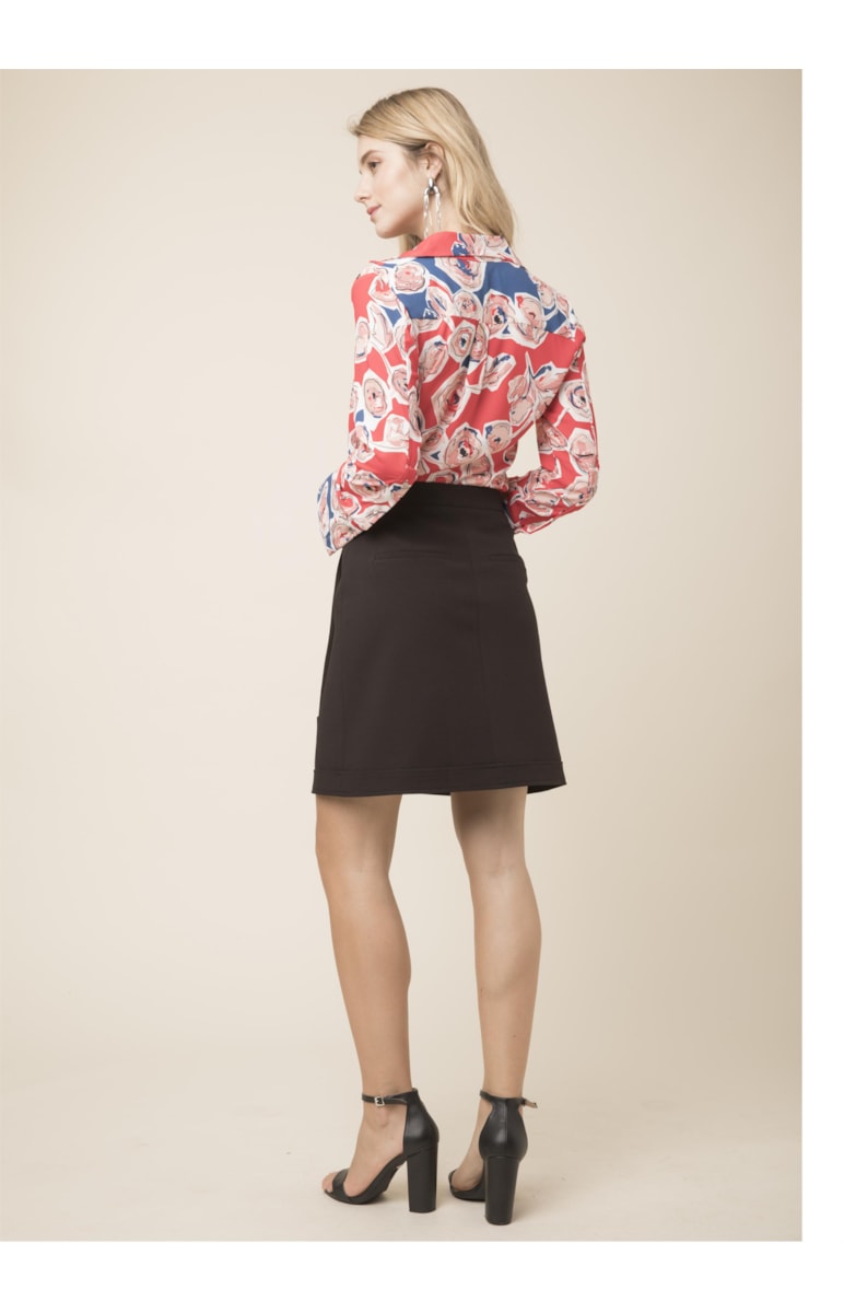 Saia Curta Envelope Lapela Dark Navy