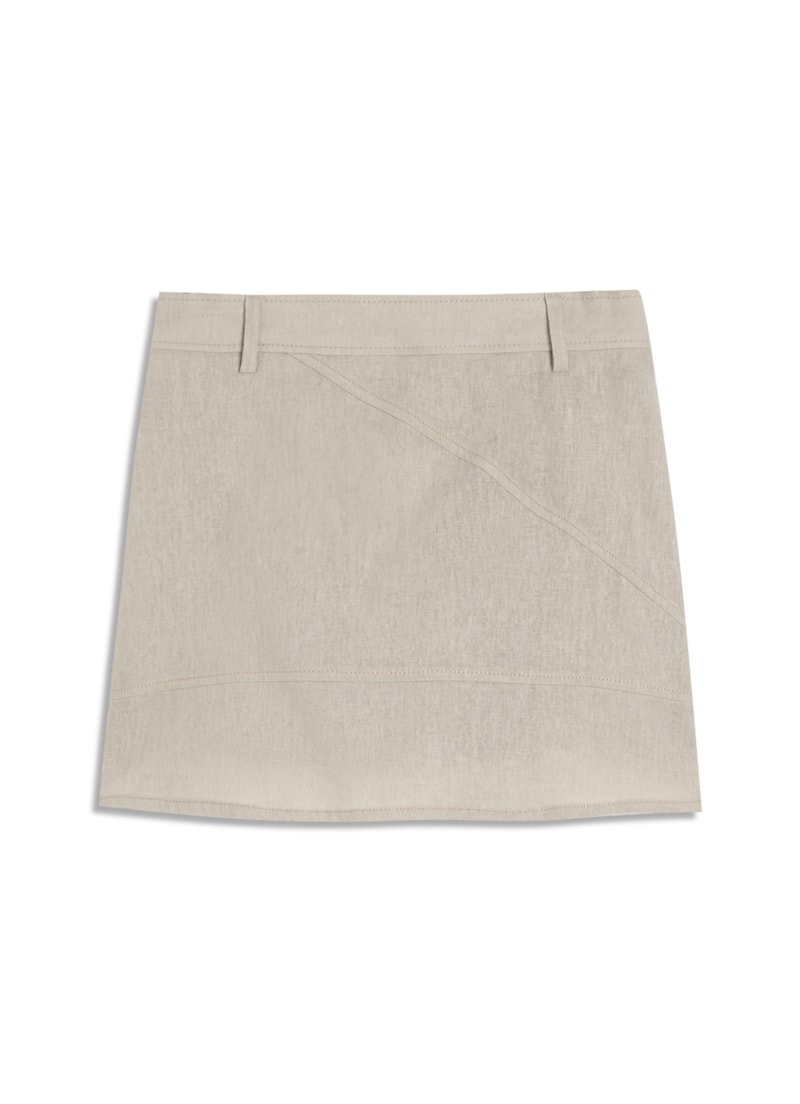 Saia Curta Linho Washed Bege