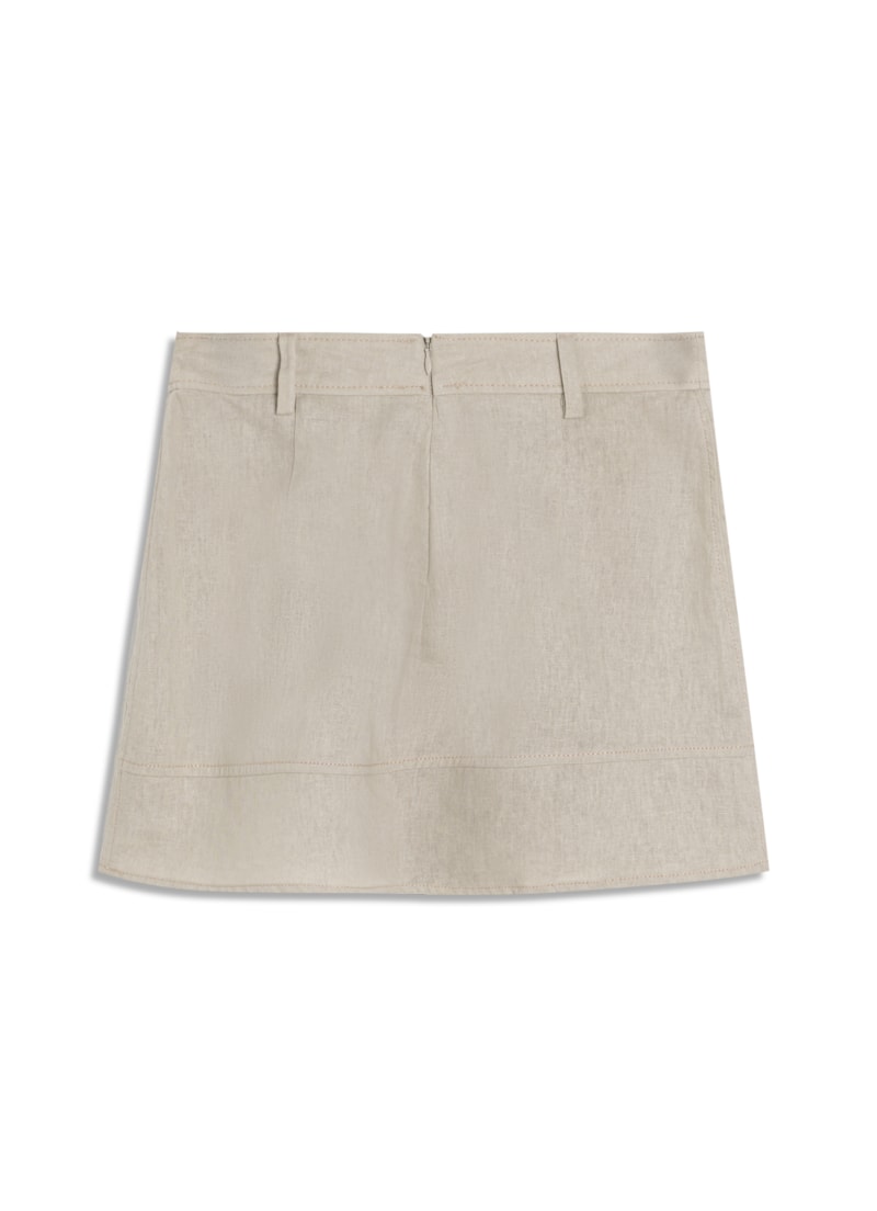 Saia Curta Linho Washed Bege