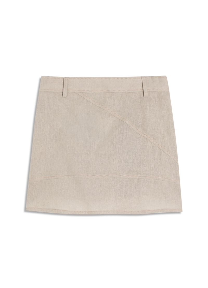 Saia Curta Linho Washed Bege
