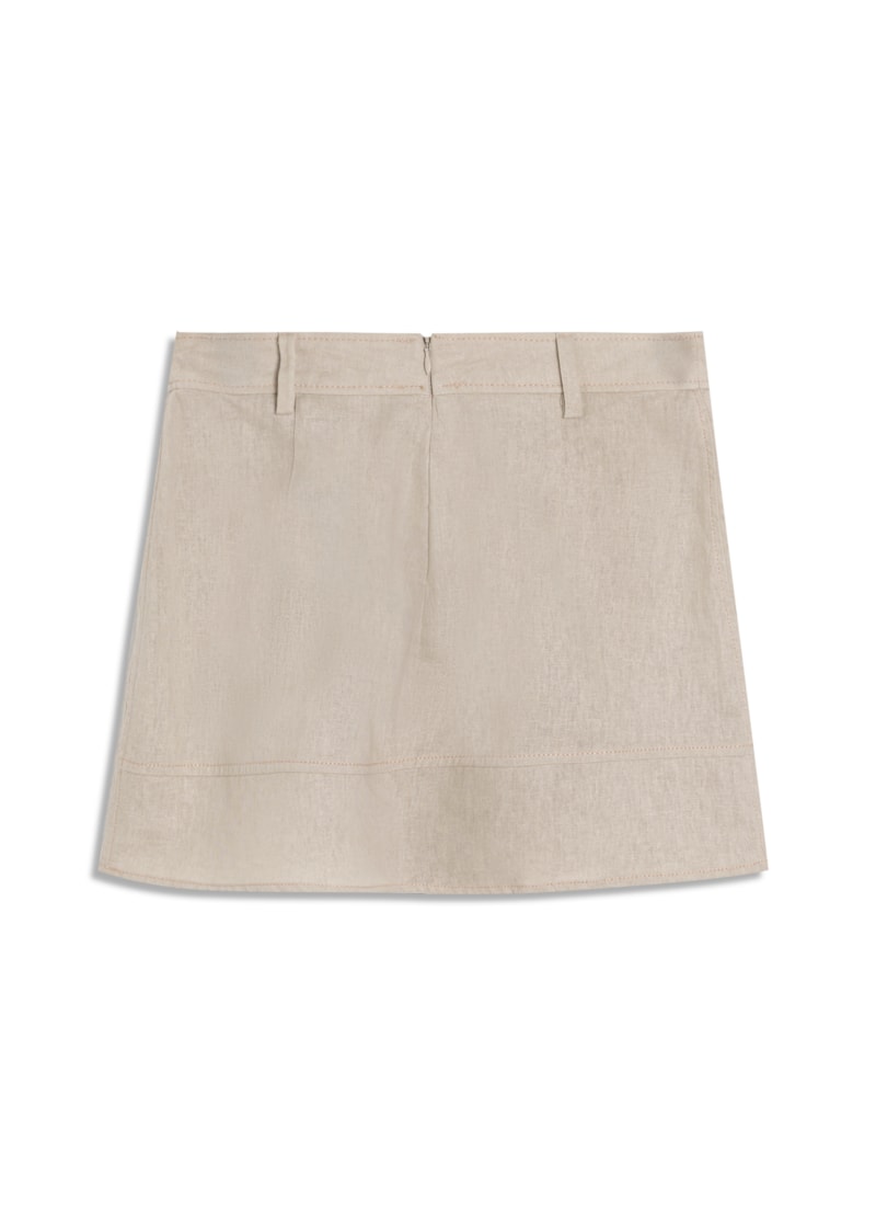 Saia Curta Linho Washed Bege