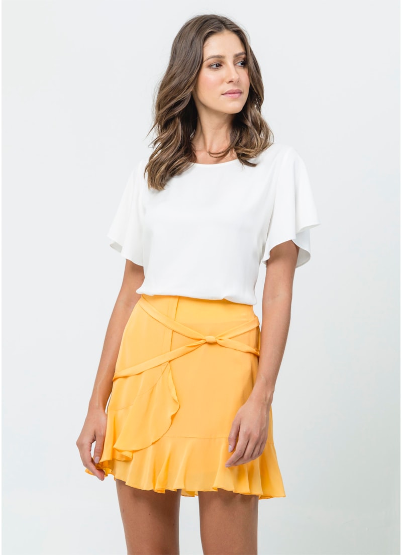 Saia Curta Seda Detalhe Nó Amarelo