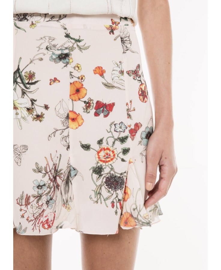 Saia Curta Seda Floral Estampado