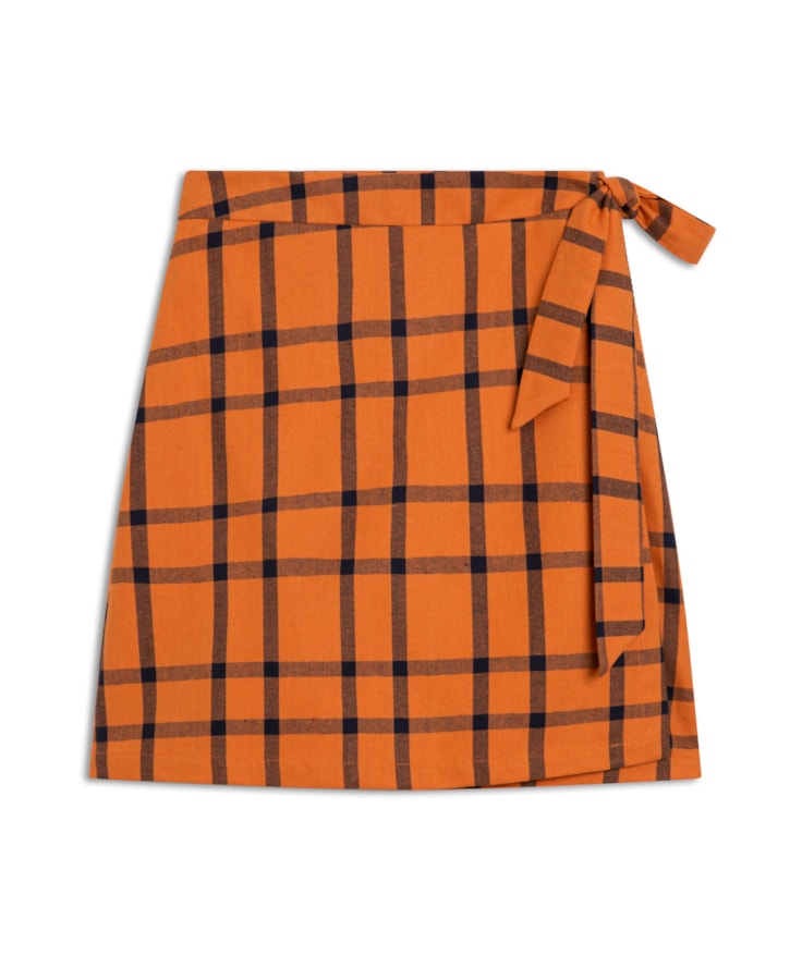 Saia Envelope Xadrez Linho Laranja
