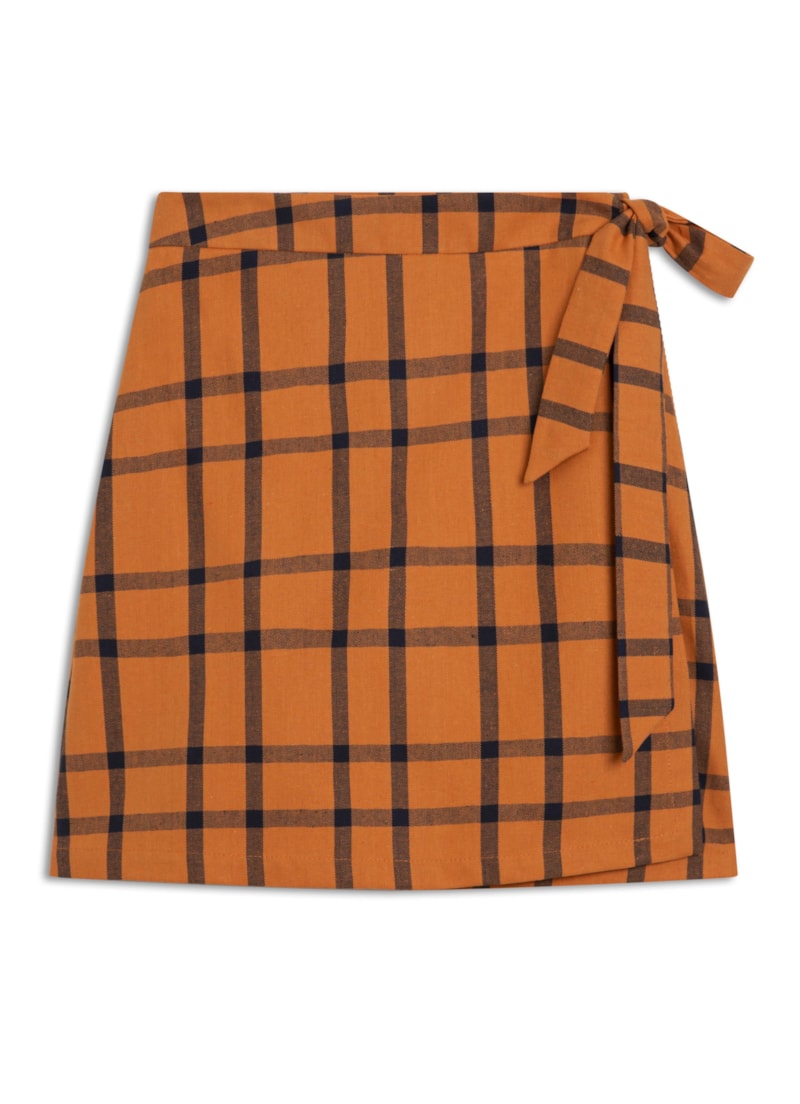 Saia Envelope Xadrez Linho Laranja
