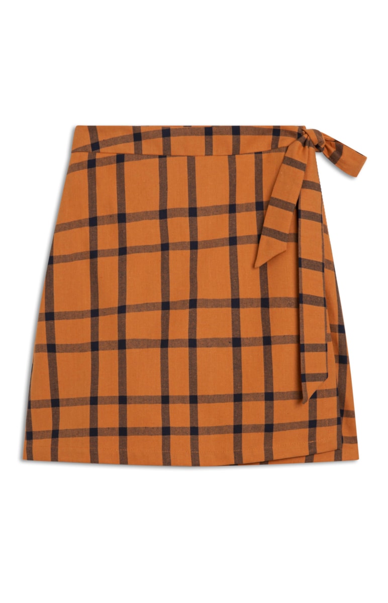 Saia Envelope Xadrez Linho Laranja
