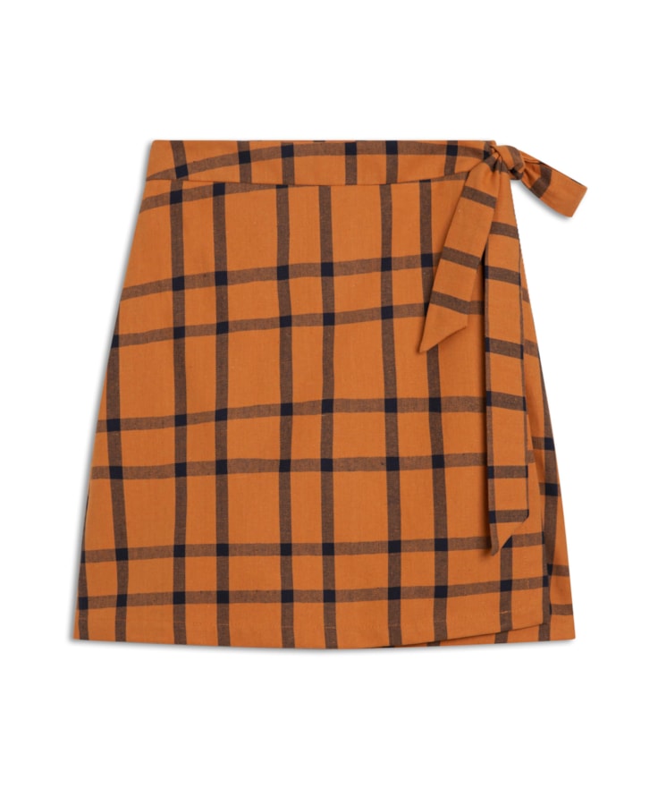 Saia Envelope Xadrez Linho Laranja