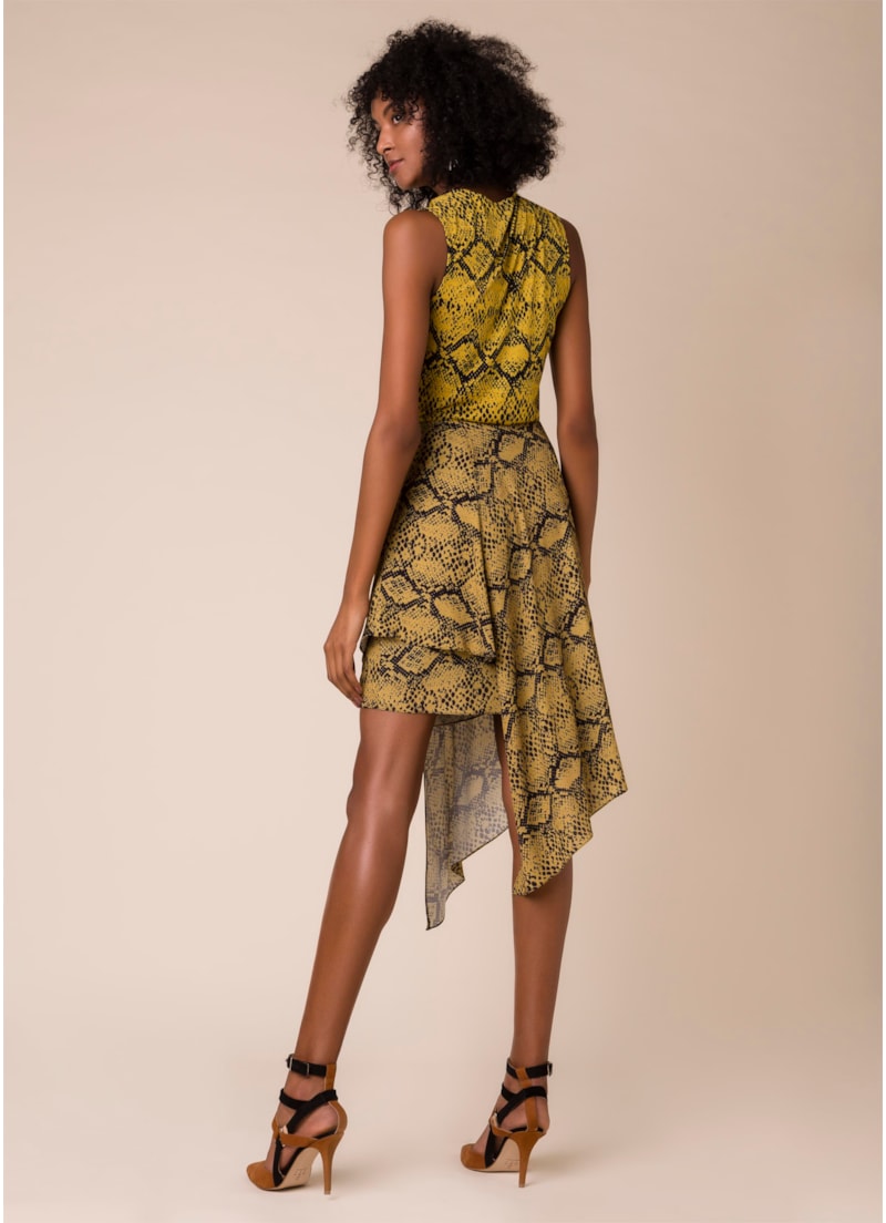 Saia Estampa Snake Estampado Fundo Amarelo