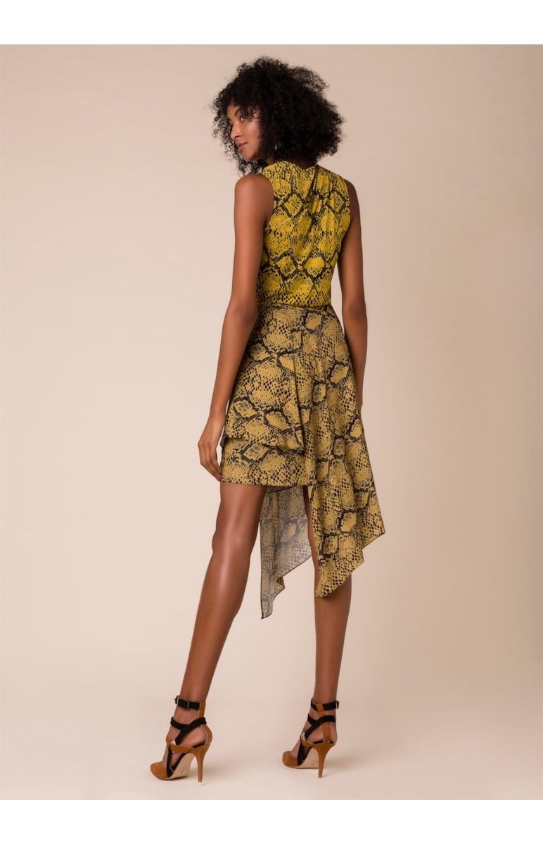 Saia Estampa Snake Estampado Fundo Amarelo
