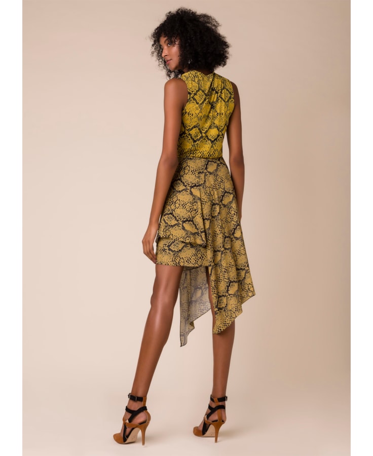 Saia Estampa Snake Estampado Fundo Amarelo