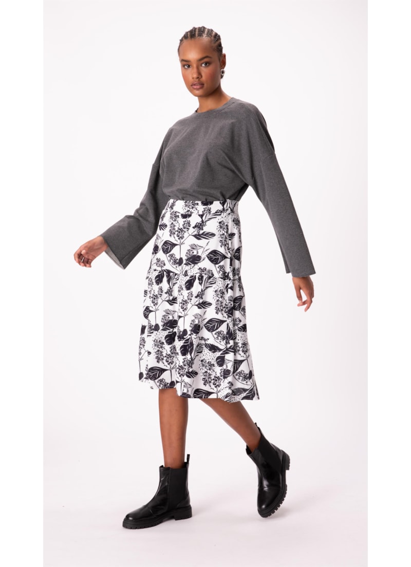 Saia Garden Midi Camadas Branco