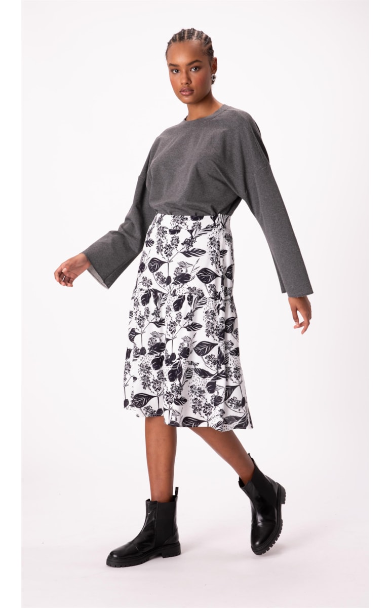Saia Garden Midi Camadas Branco
