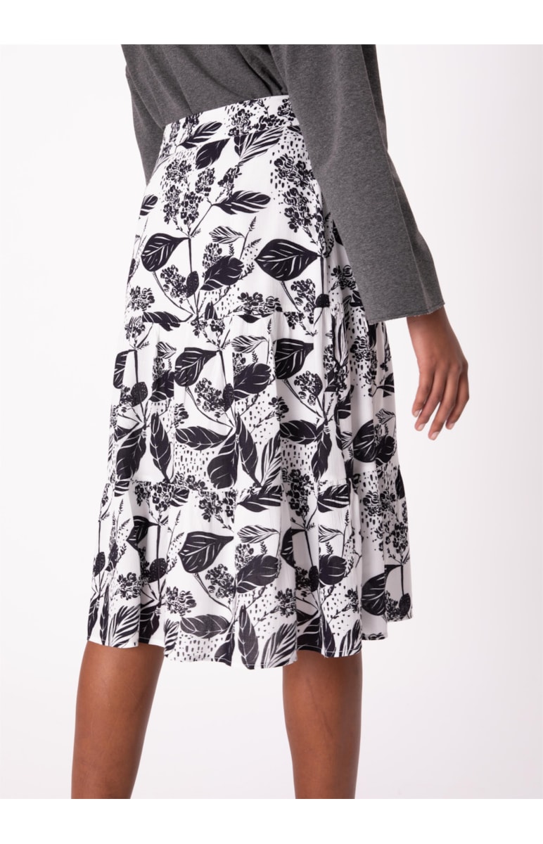 Saia Garden Midi Camadas Branco
