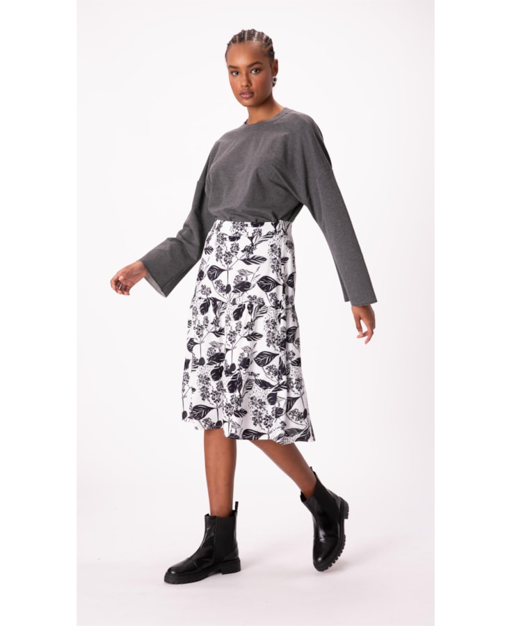 Saia Garden Midi Camadas Branco