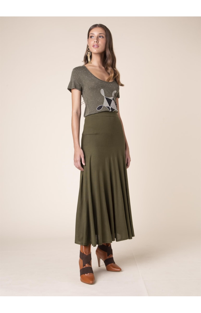 Saia Godê Tricot Verde Militar
