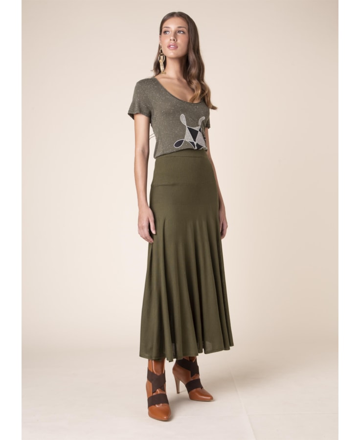 Saia Godê Tricot Verde Militar