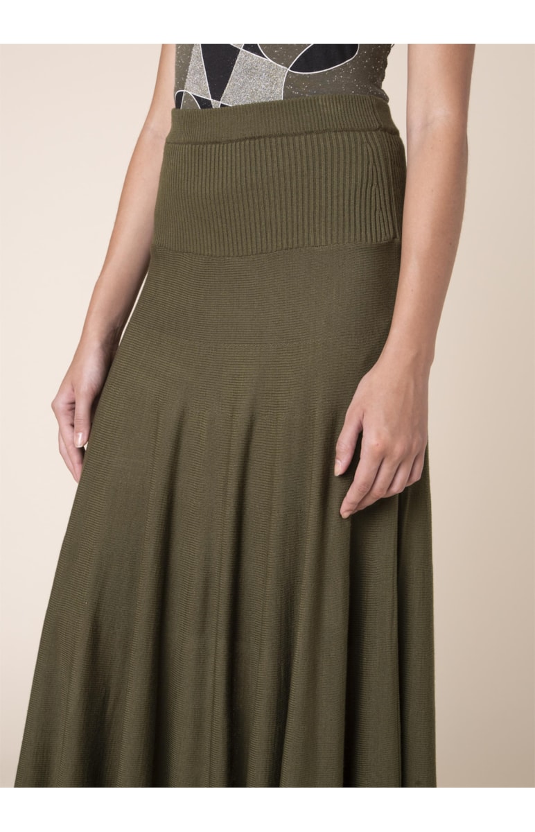 Saia Godê Tricot Verde Militar